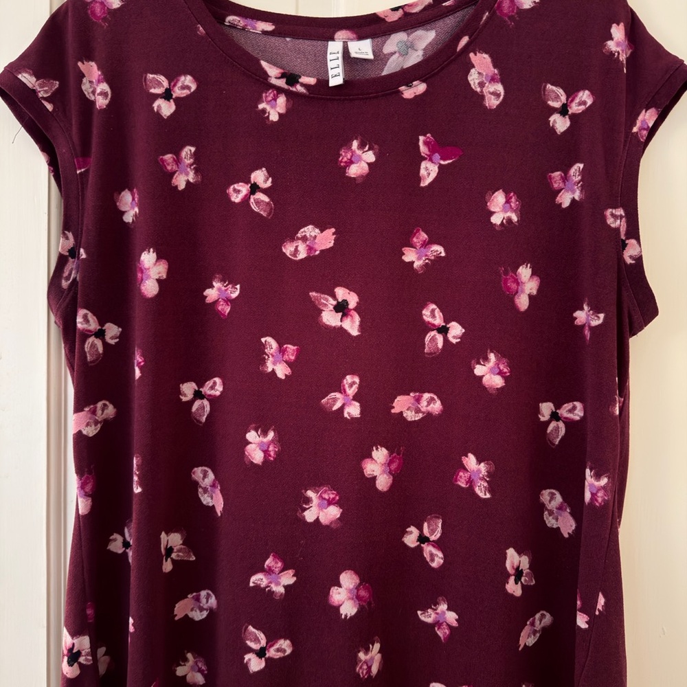 Elle Burgundy Floral Scoop Neck Top
